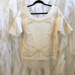 ZARA Gold Bead Stud Detail Layered Tunic Blouse